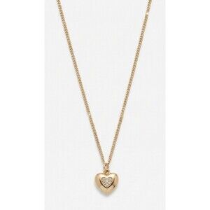 Nordstrom Gold Tone Heart Necklace Crystal Cluster Singapore Chain 16" Dainty